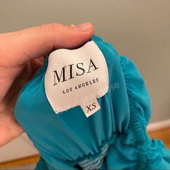 MISA Los Angeles Blue Teal Maxi Dress XS - Picture 4 of 11